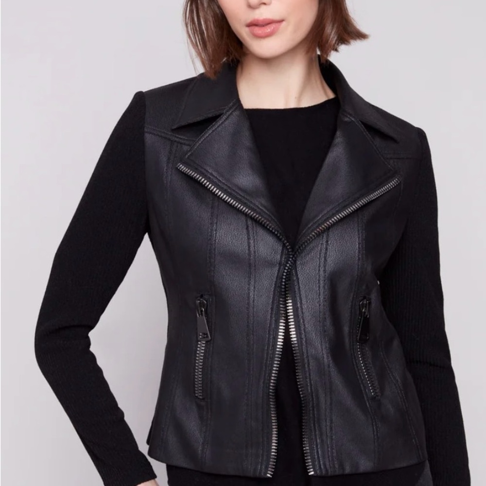 Charlie B Faux Leather Moto Jacket
